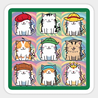 Funny Cats and Hats Sticker